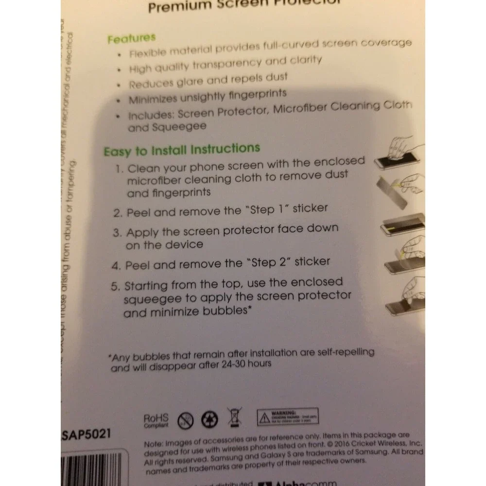Full Cover Screen Protector For Samsung Galaxy S7 NIB Cricket